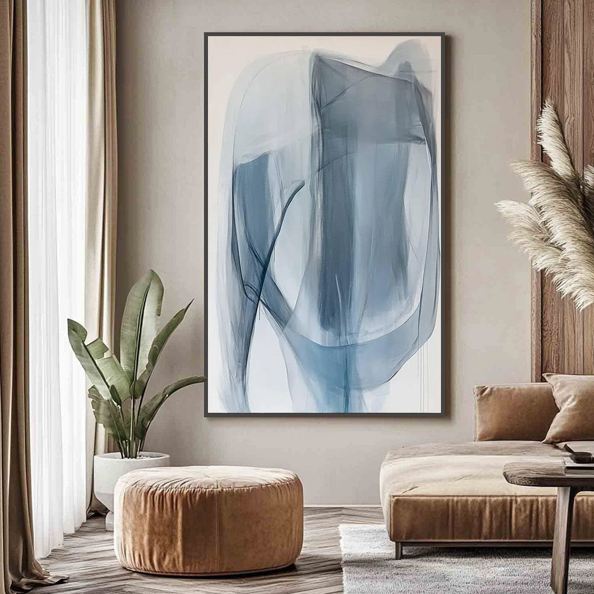 BLUE WHISPERS: Abstract Minimalist Oil Painting