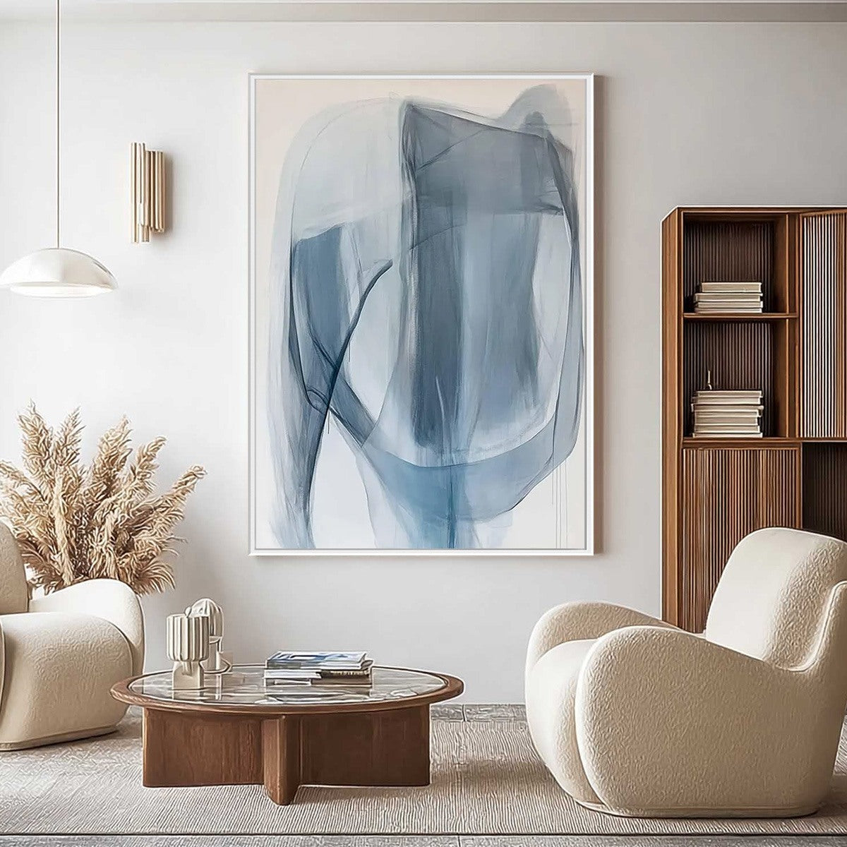 BLUE WHISPERS: Abstract Minimalist Oil Painting