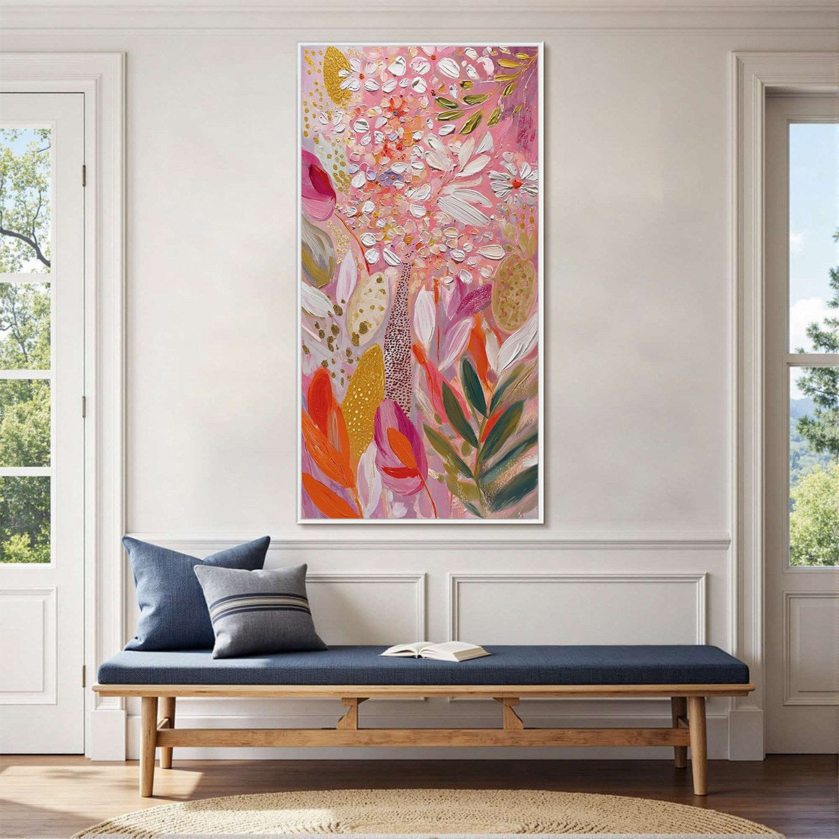 BLUSHING BLOOM: Textured Floral Impasto Oil Painting