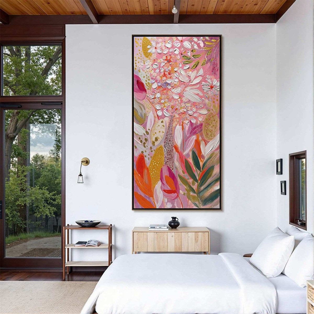 BLUSHING BLOOM: Textured Floral Impasto Oil Painting