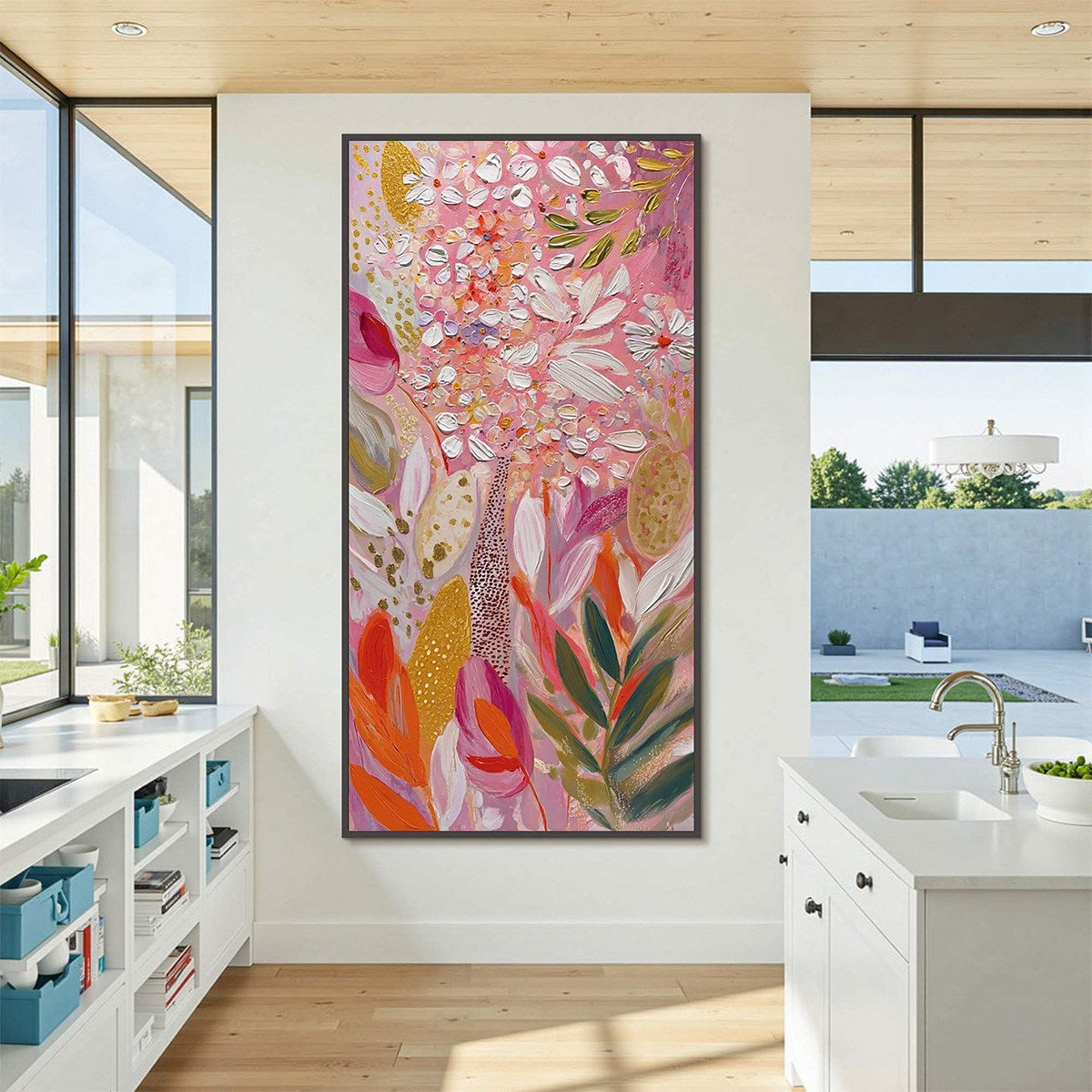 BLUSHING BLOOM: Textured Floral Impasto Oil Painting