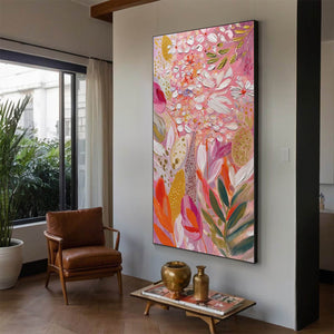 BLUSHING BLOOM Textured Floral Impasto Oil Painting