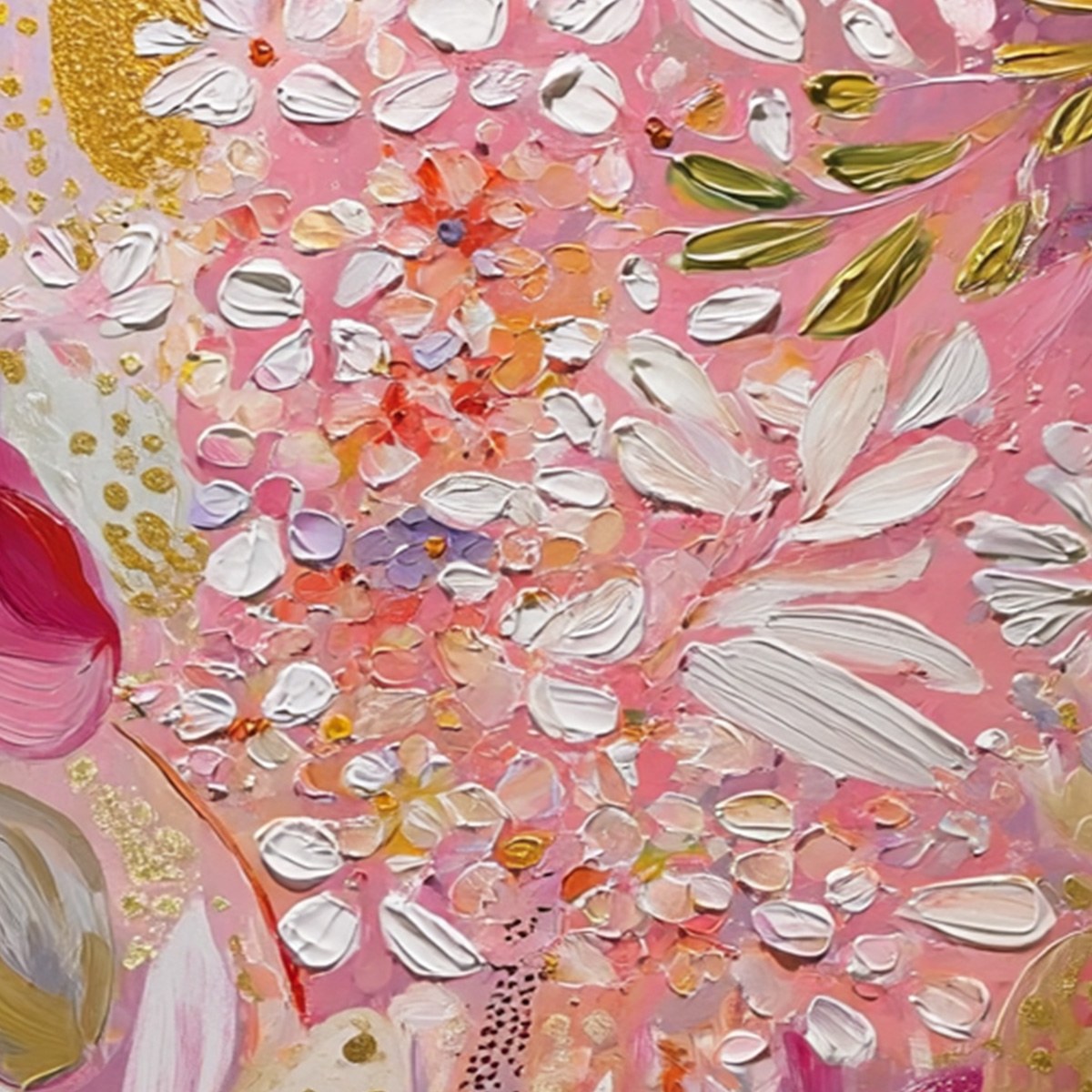 BLUSHING BLOOM: Textured Floral Impasto Oil Painting