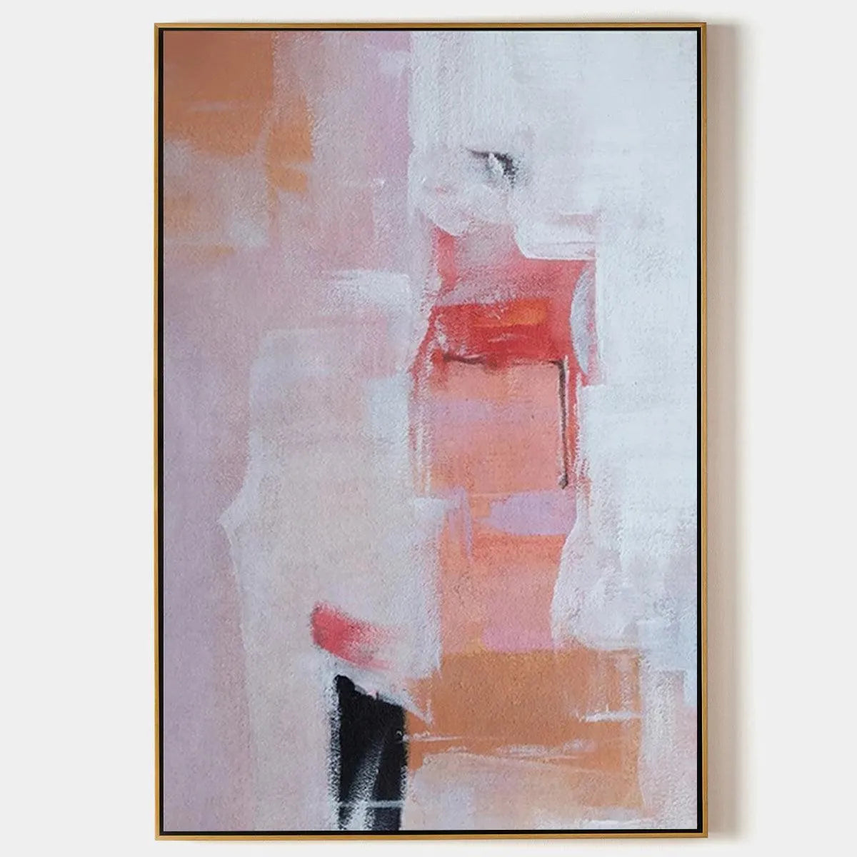 Pink Abstract Painting, Textured Wall Art, Vertical Canvas, Minimalist Decor