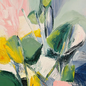 BOTANICAL BURST: Colorful Abstract Botanical Textured Oil Painting