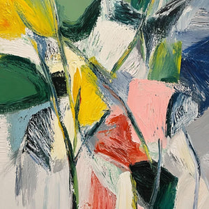 BOTANICAL BURST: Colorful Abstract Botanical Textured Oil Painting