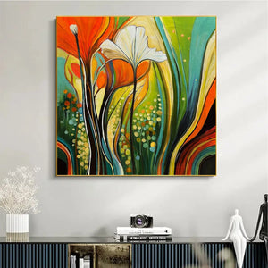 Abstract Floral Oil Painting | Modern Nature-Inspired Wall Art