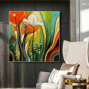 Abstract Floral Oil Painting | Modern Nature-Inspired Wall Art
