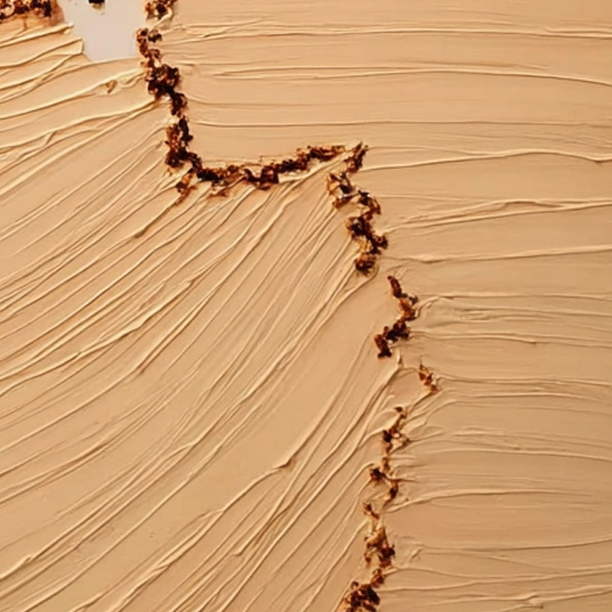 BREACH: Wabi-Sabi impasto abstract painting, serene beige with textured fissure.