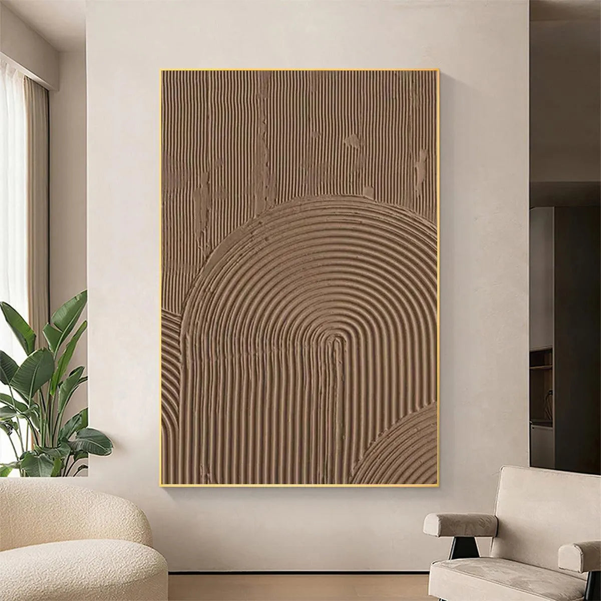 Textured Abstract Painting in Brown