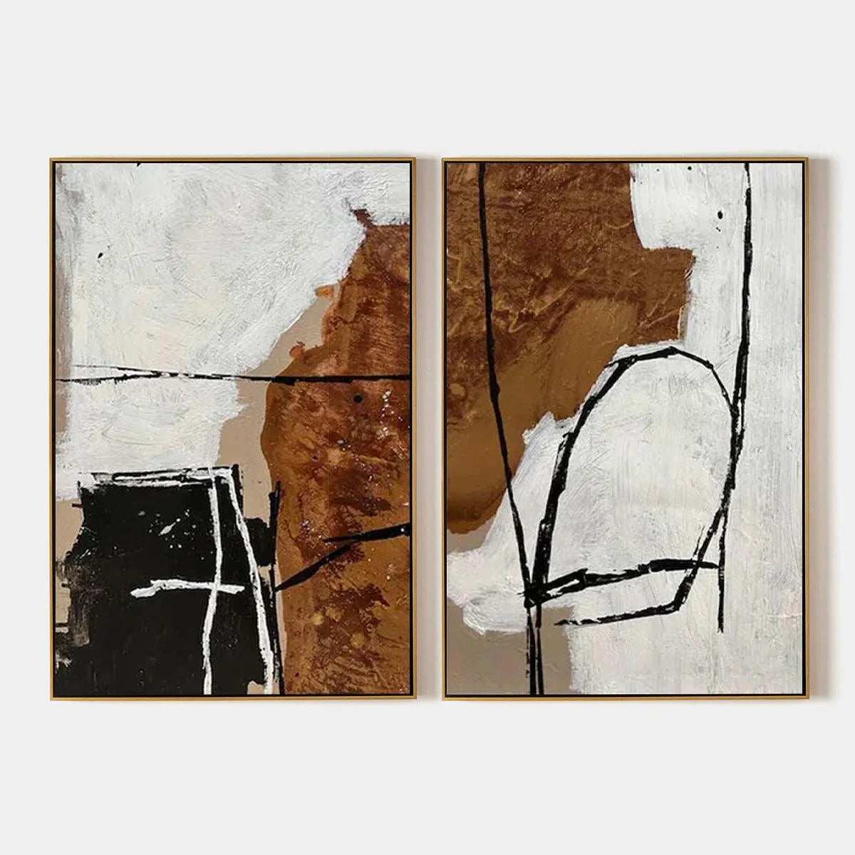 Abstract Painting Set of 2, Vertical Wall Art