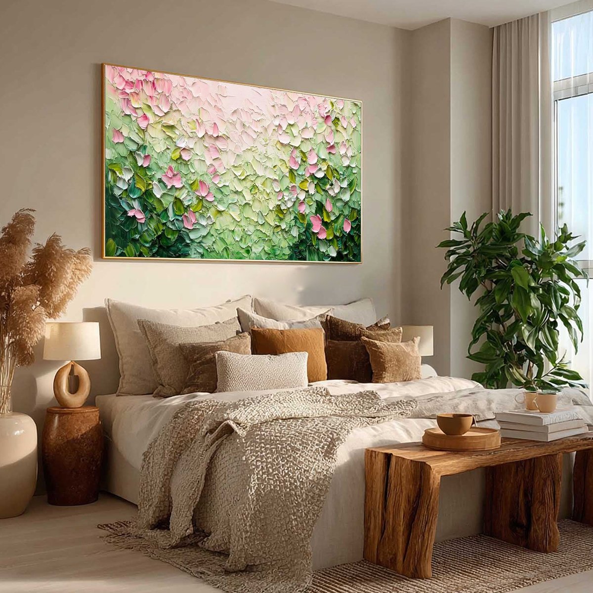 Blossom Drift floral palette knife impasto oil painting on canvas
