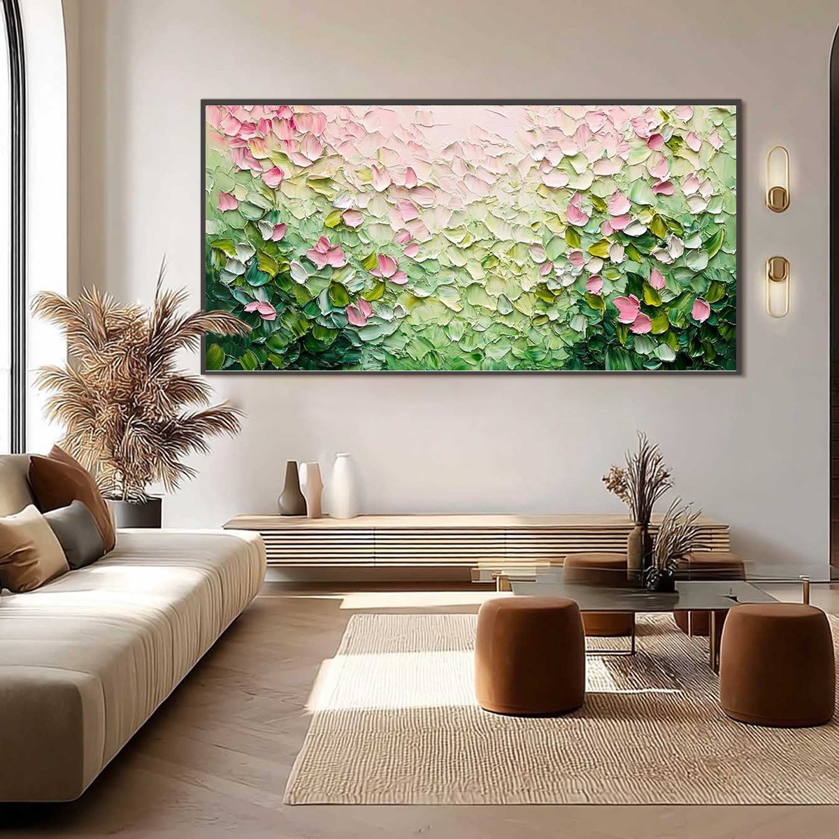 Blossom Drift floral palette knife impasto oil painting on canvas