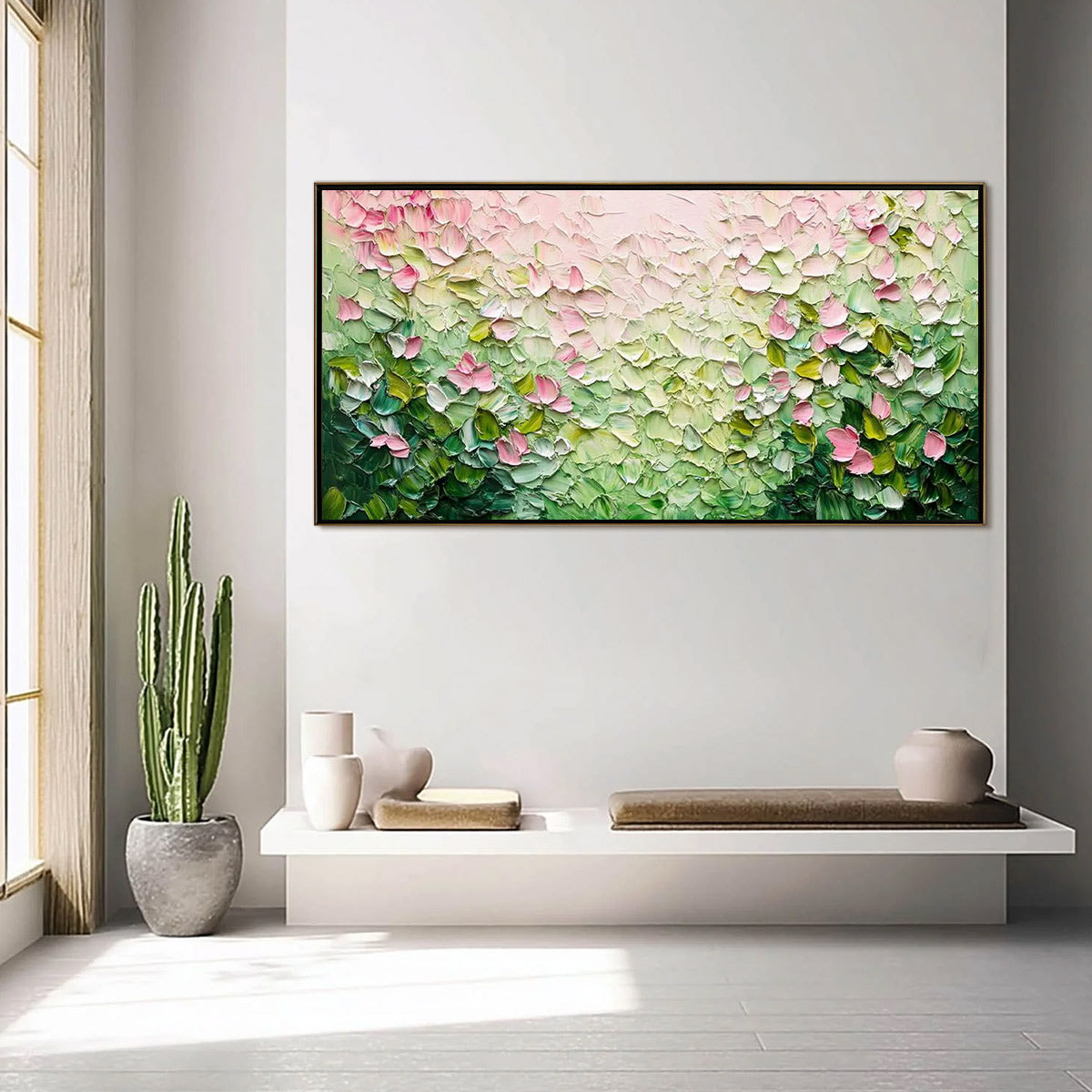Blossom Drift floral palette knife impasto oil painting on canvas