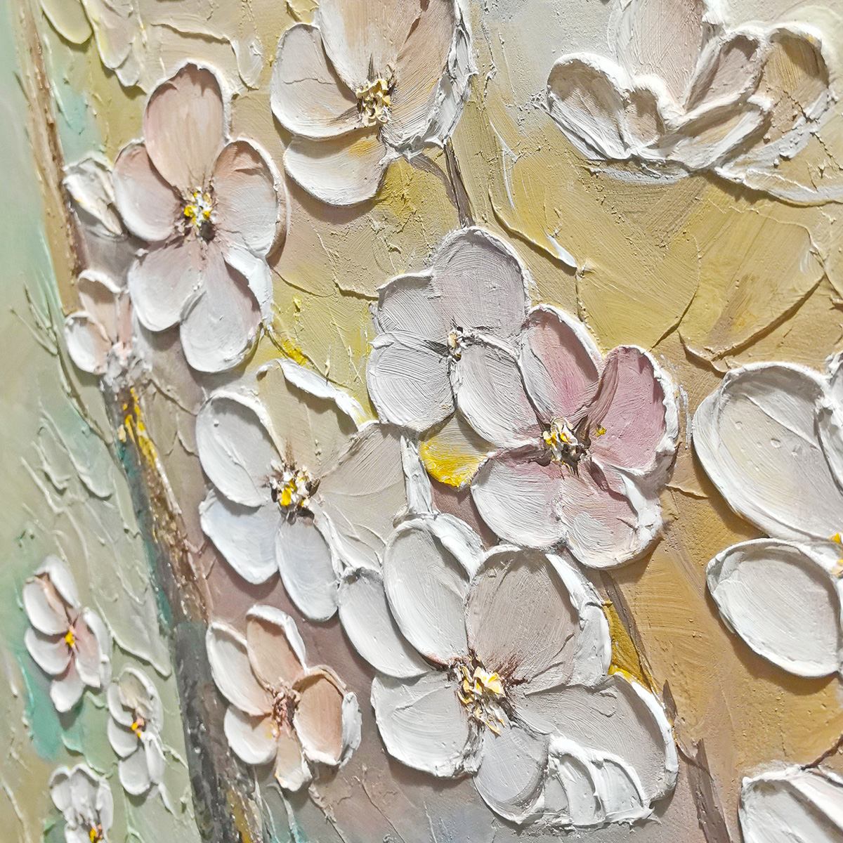 BLOSSOM SERENADE: Textured Impasto Cherry Blossom Painting