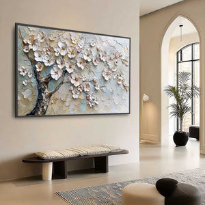 BLOSSOM SERENADE: Textured Impasto Cherry Blossom Painting