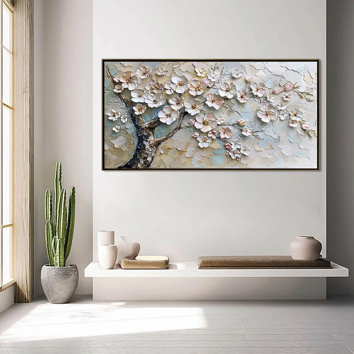 Blossom Serenade impasto floral oil painting wall art on canvas