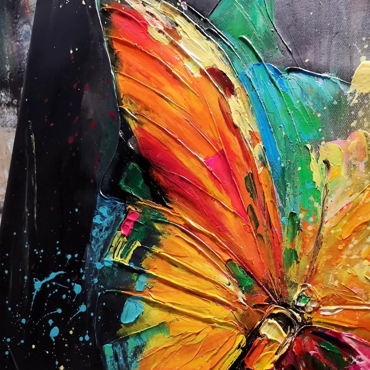 BUTTERFLY NEBULA: Colorful Butterfly Oil Painting on Canvas