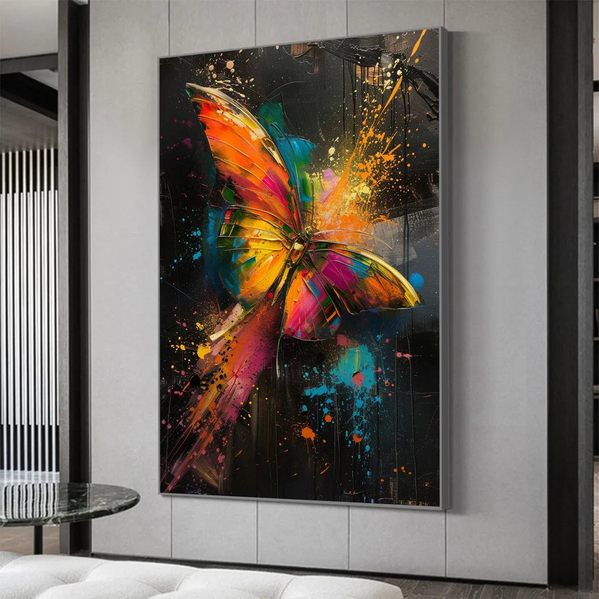 BUTTERFLY NEBULA: Colorful Butterfly Oil Painting on Canvas