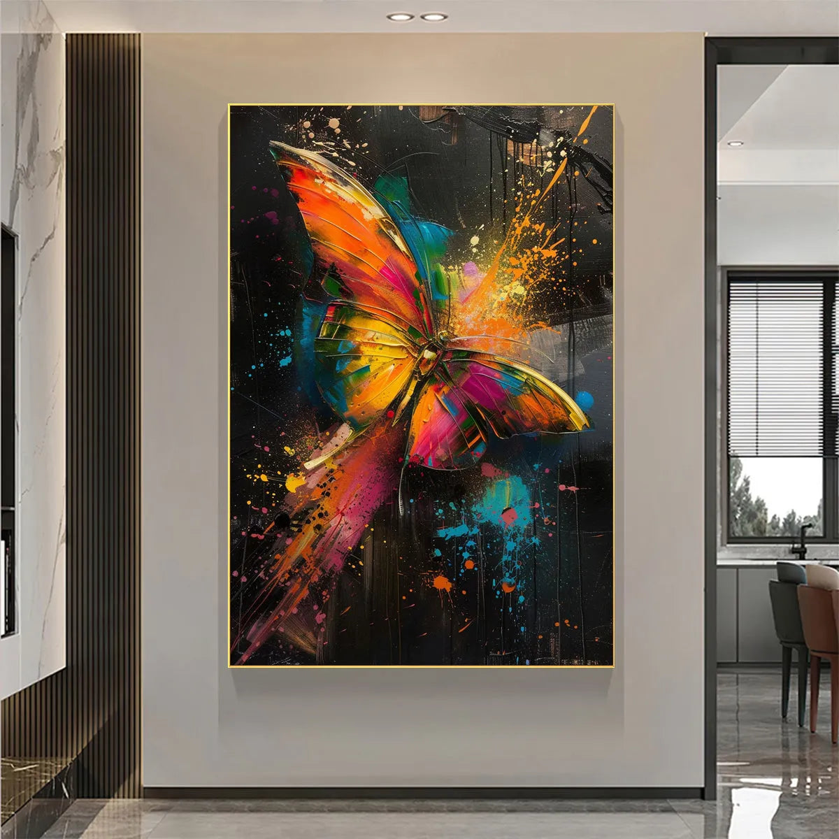 BUTTERFLY NEBULA: Colorful Butterfly Oil Painting on Canvas