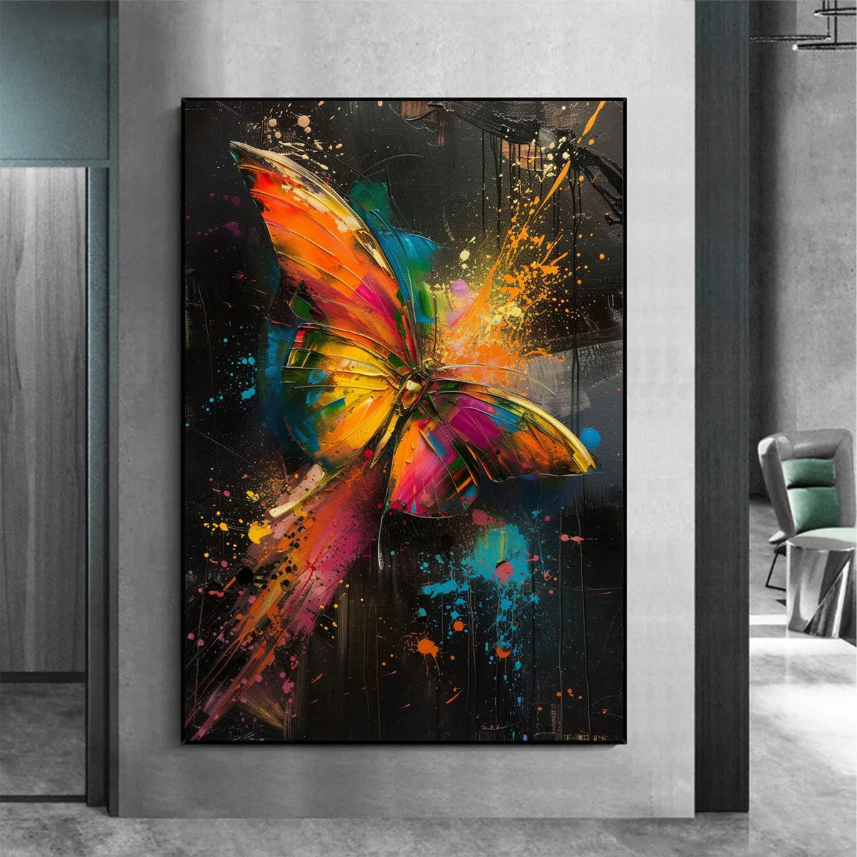 Butterfly Nebula: Colorful Butterfly Oil Painting Canvas Wall Art