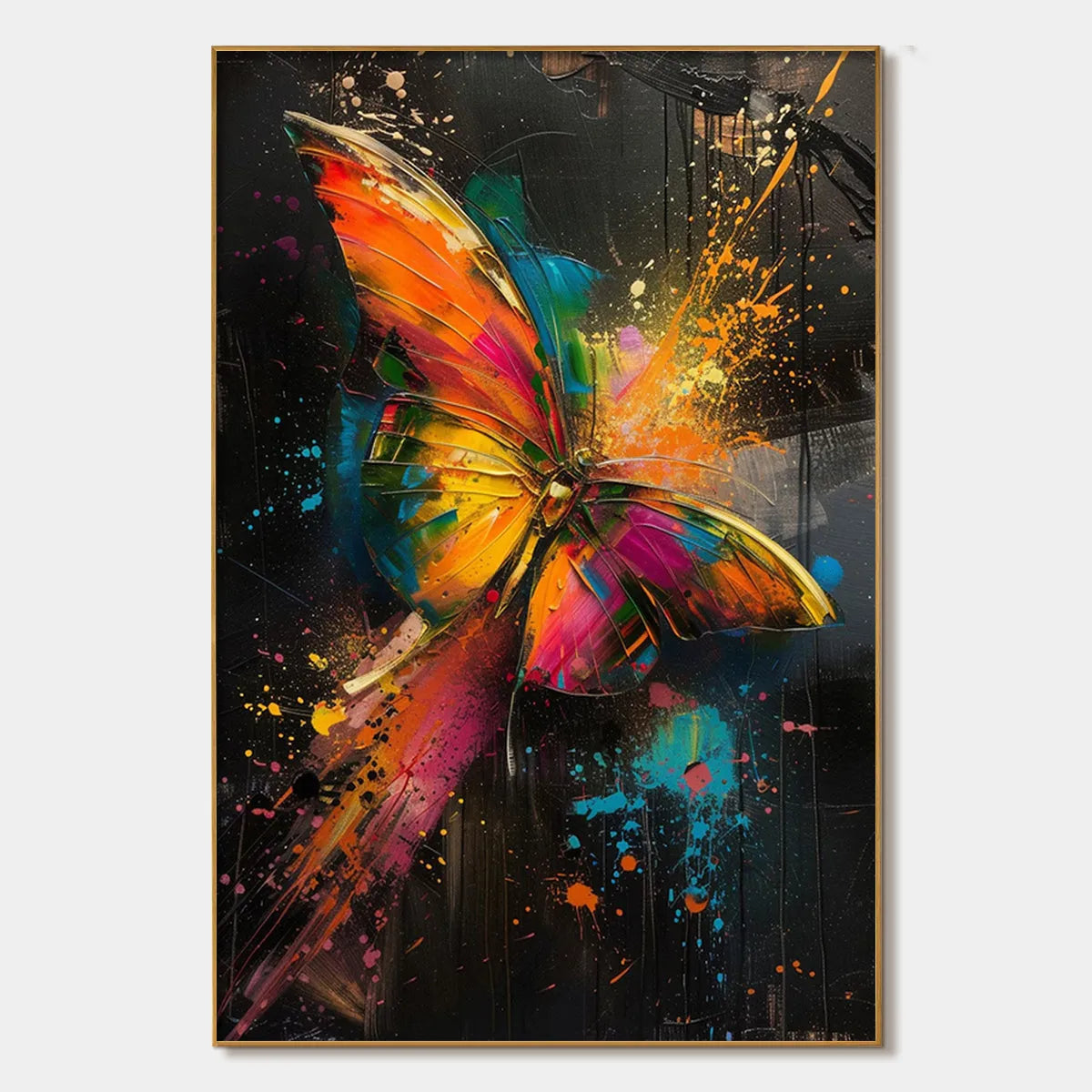 Butterfly Nebula: Colorful Butterfly Oil Painting Canvas Wall Art