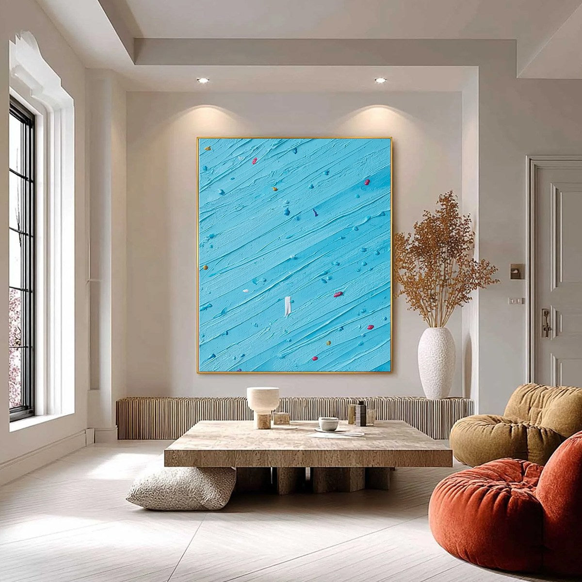 Candy Rain | Playful Blue Impasto Abstract Wall Art