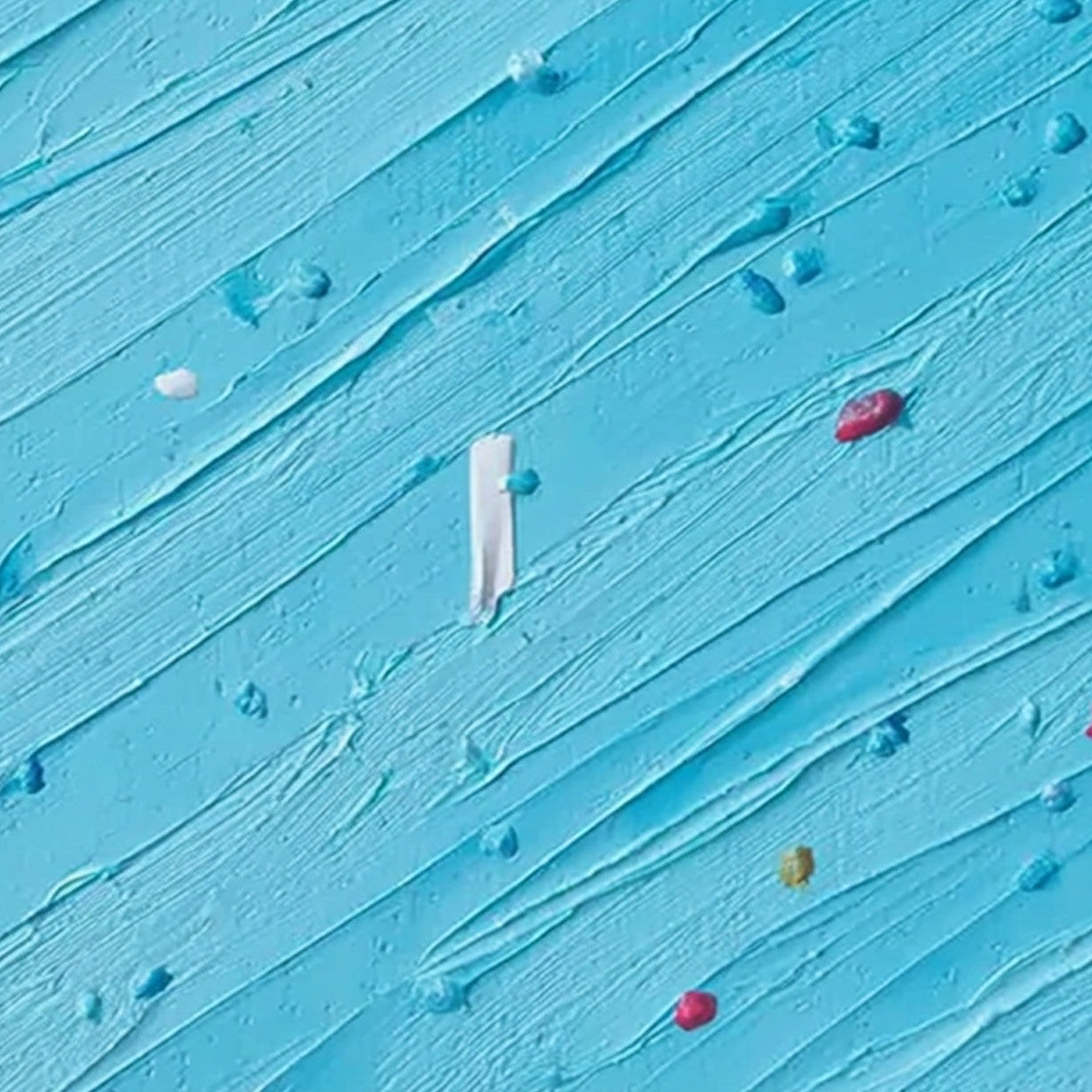 "Candy Rain" impasto abstract original wall art: vibrant blue textured surface with playful dots.