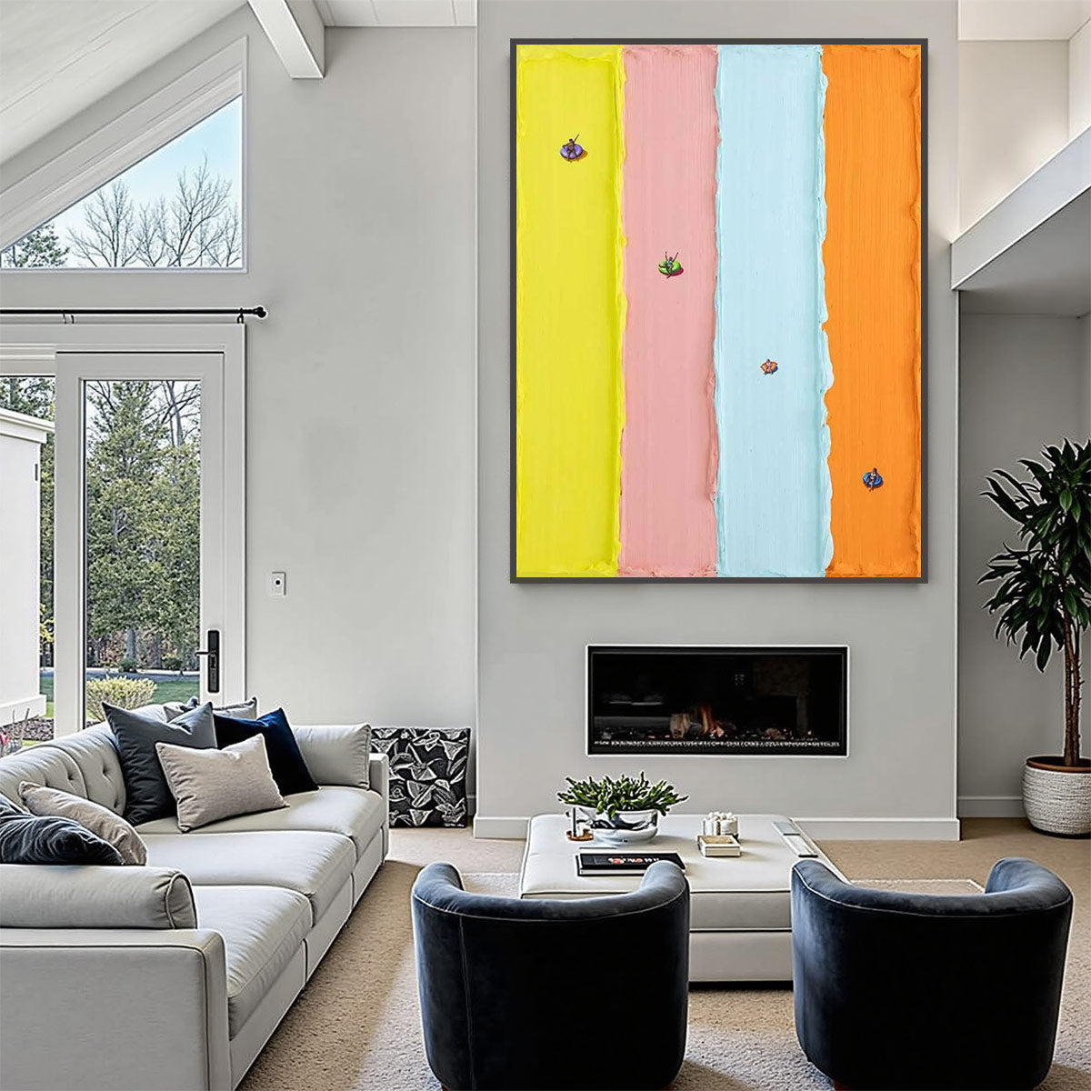 CANDY STRIPE SERENADE: Minimalist Pastel Textured Oil Painting