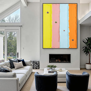 Candy Stripe Serenade minimalist pastel textured abstract oil painting