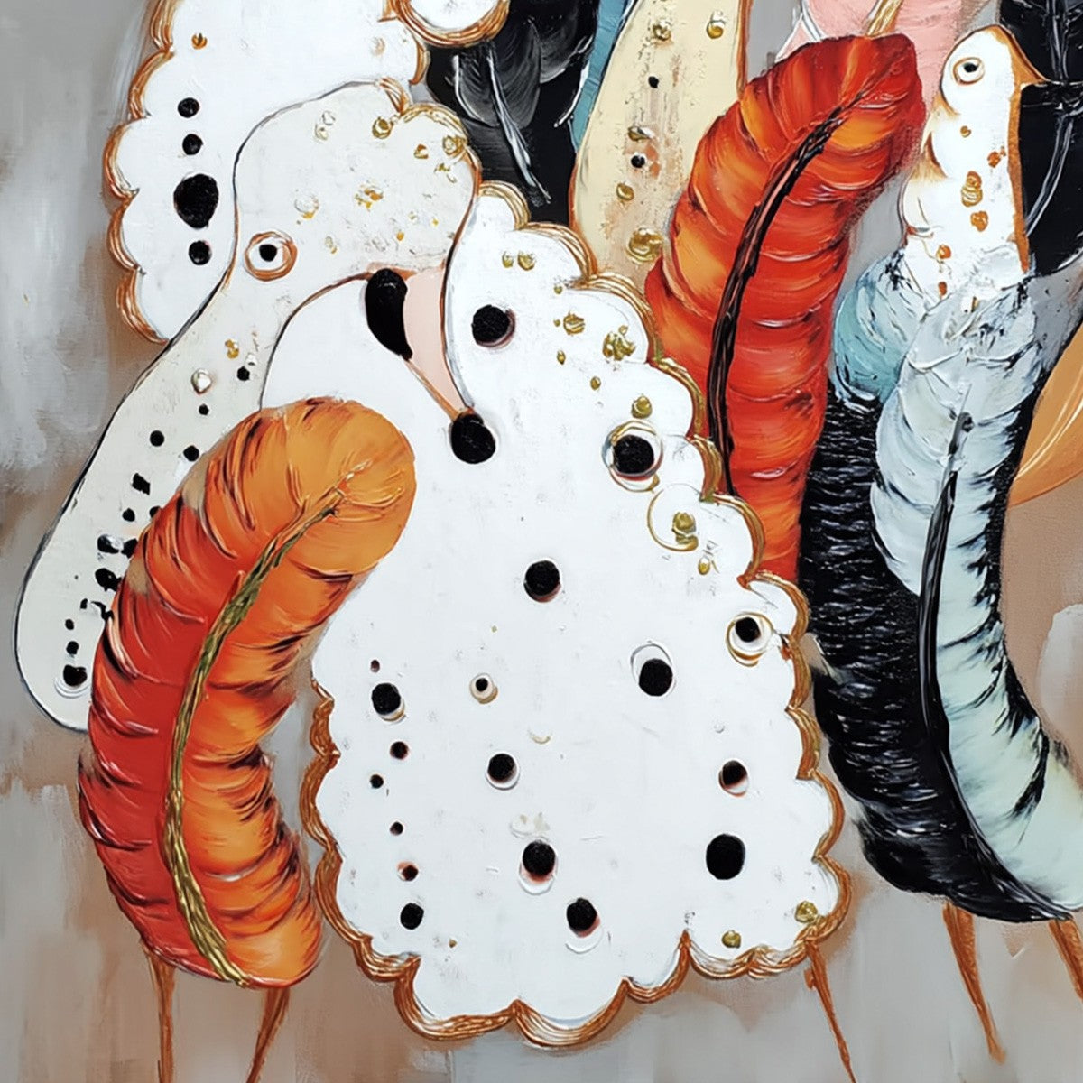CANINE COUTURE: Whimsical Abstract Poodle and Feather Painting