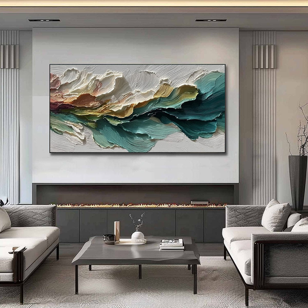 CANYON RHYTHM: Large Textured Abstract Impasto Landscape Painting