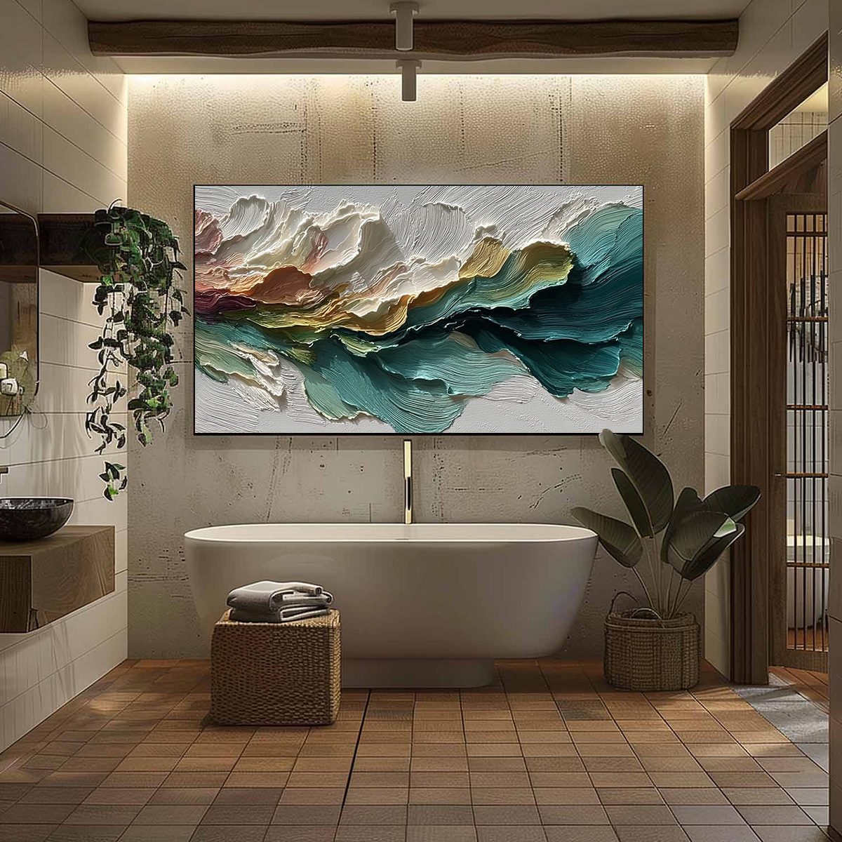 CANYON RHYTHM: Large Textured Abstract Impasto Landscape Painting