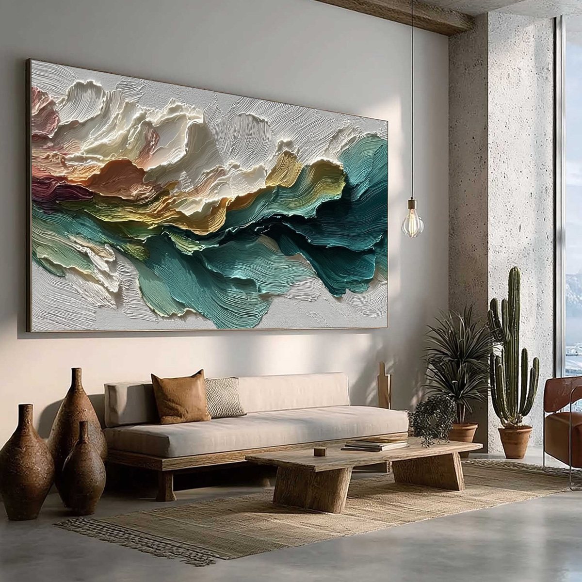 CANYON RHYTHM: Large Textured Abstract Impasto Landscape Painting