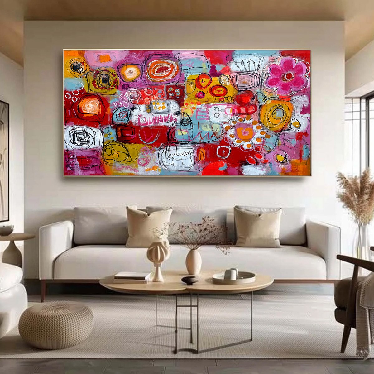 CARNIVAL OF COLORS: Large Colorful Abstract Painting for Modern Wall Decor
