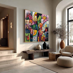 CARNIVAL OF SOULS: Large Colorful Abstract Figurative Wall Art