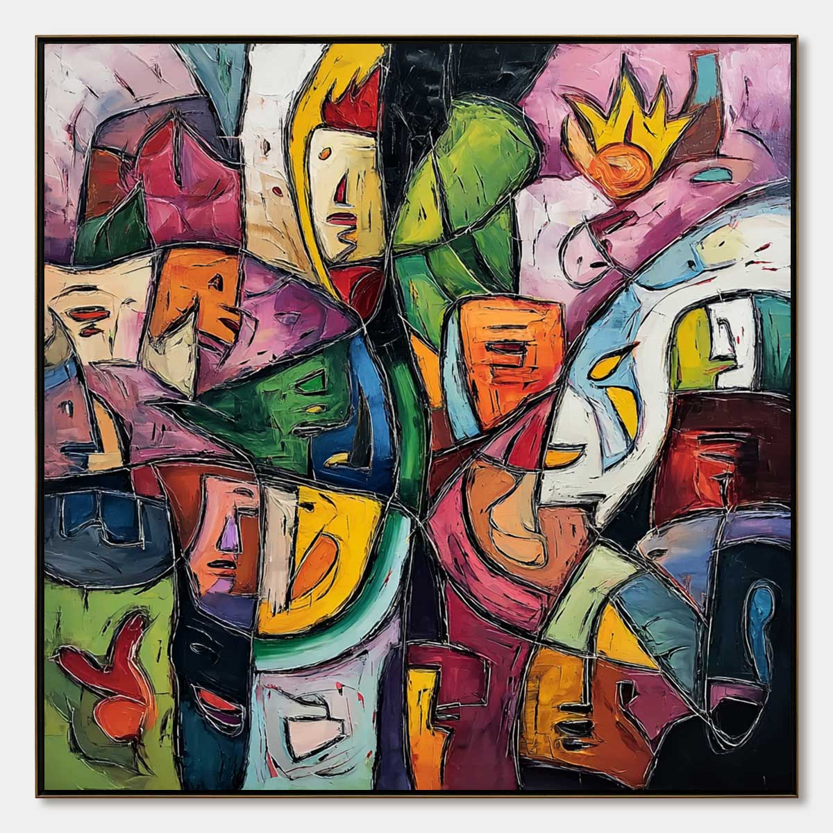 CARNIVAL OF SOULS: Large Colorful Abstract Figurative Wall Art