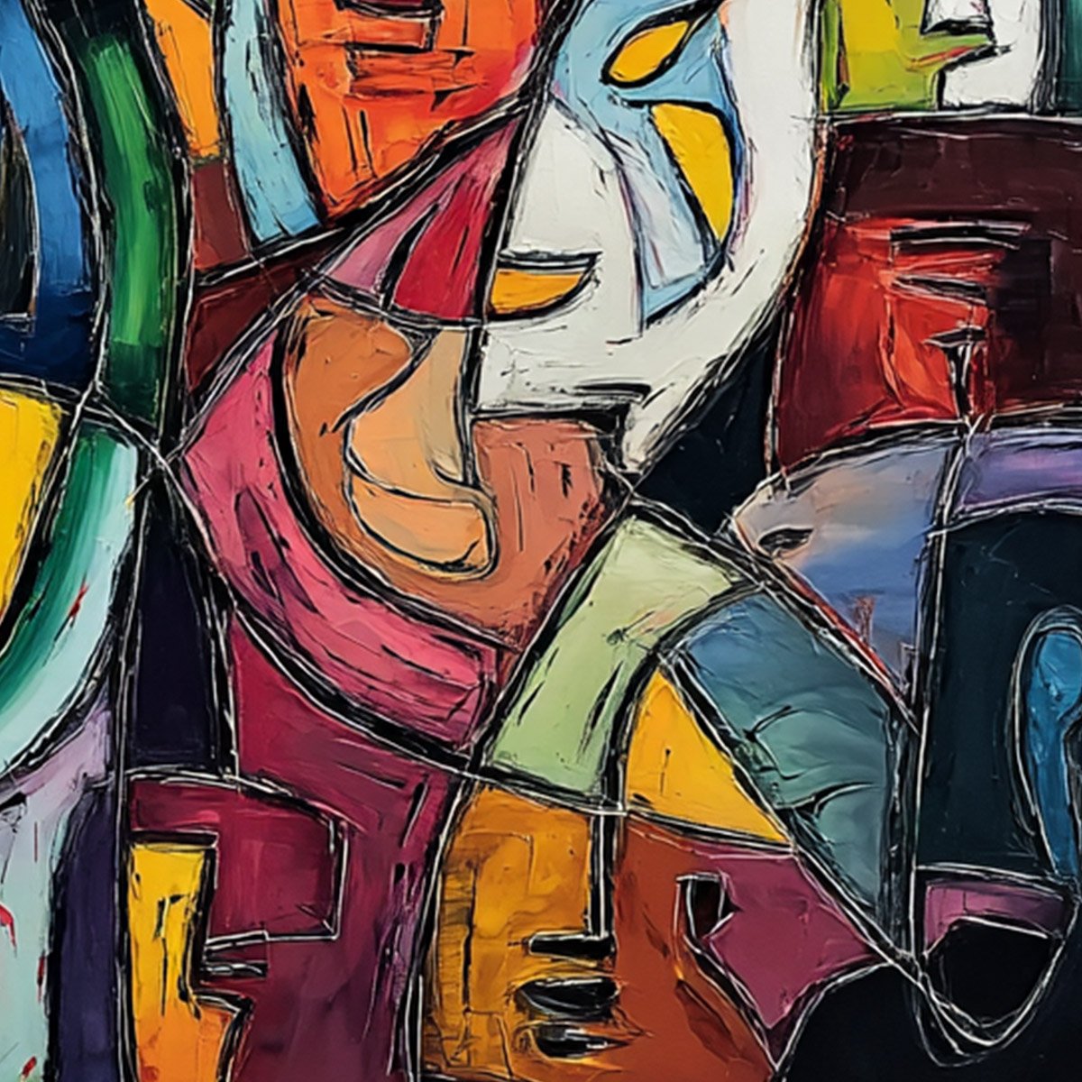 CARNIVAL OF SOULS: Large Colorful Abstract Figurative Wall Art