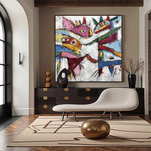 CARNIVAL OF SOULS: Large Colorful Abstract Impasto Wall Art