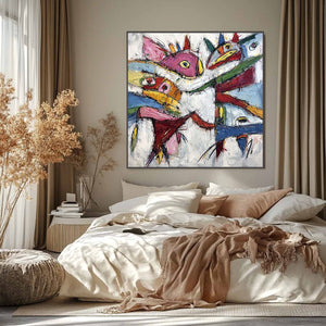 CARNIVAL OF SOULS: Large Colorful Abstract Impasto Wall Art