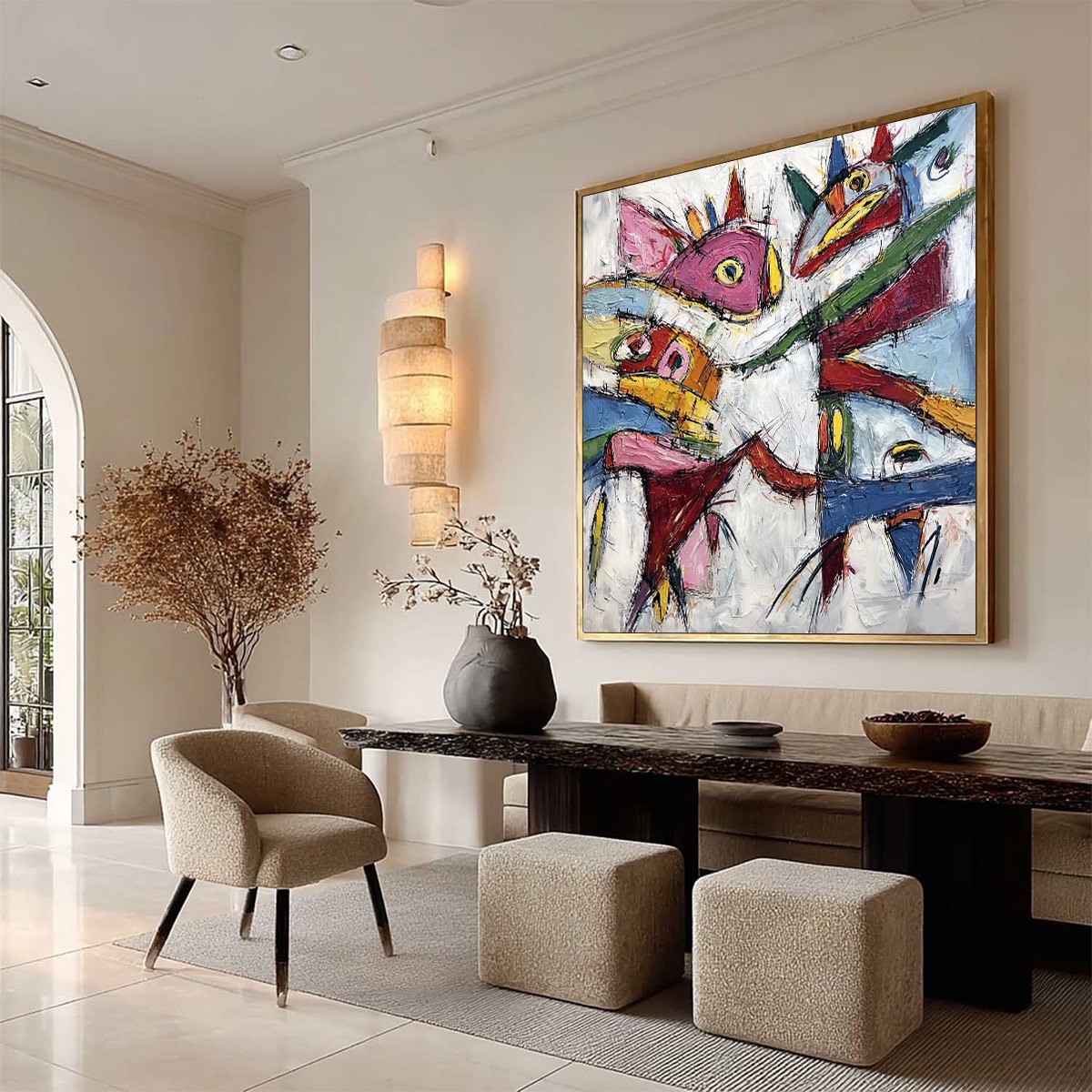 CARNIVAL OF SOULS: Large Colorful Abstract Impasto Wall Art