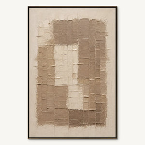 CARVED SAND: Beige Relief Texture Vertical Painting