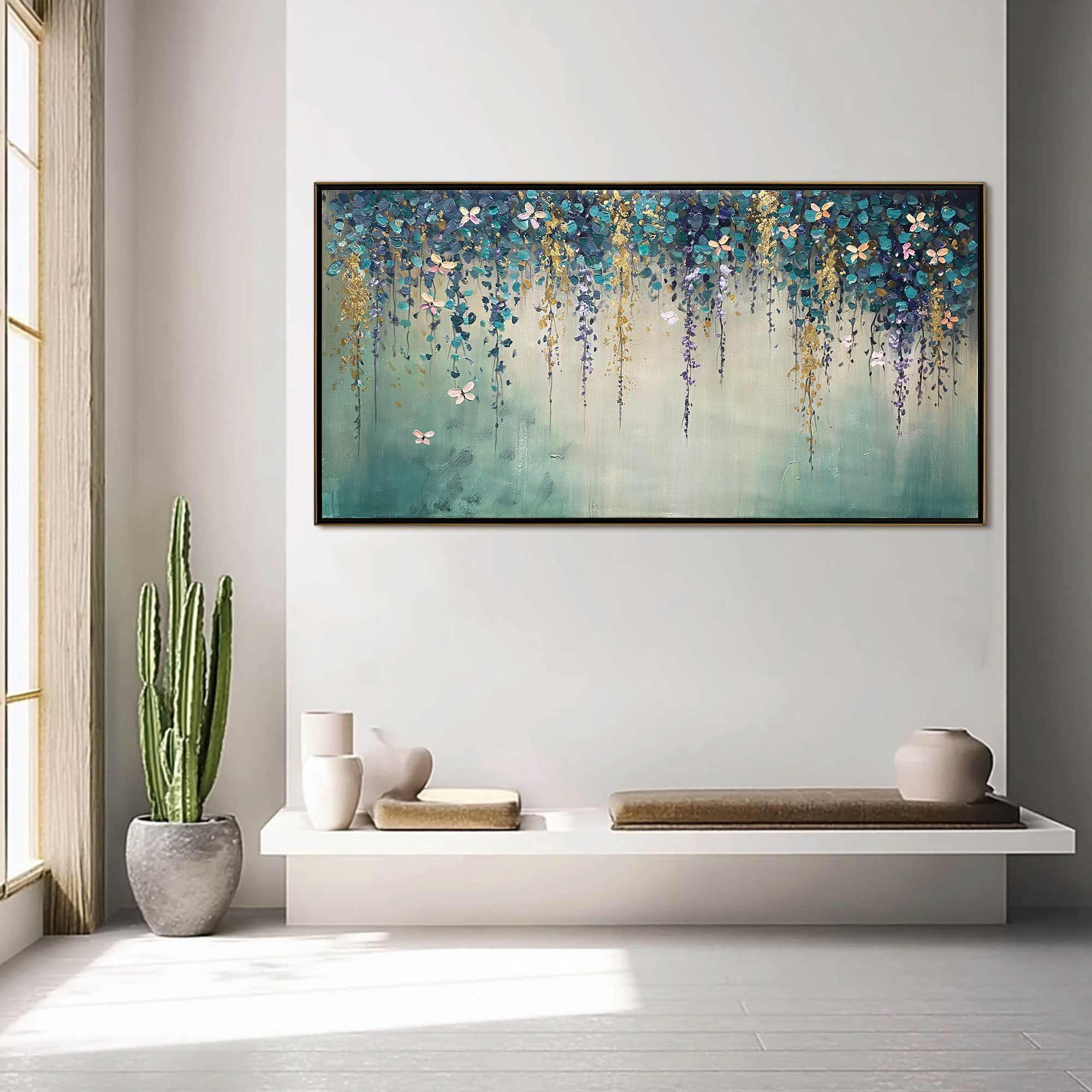 Ready to Ship ｜CASCADE: Panoramic Floral and Butterfly Oil Painting
