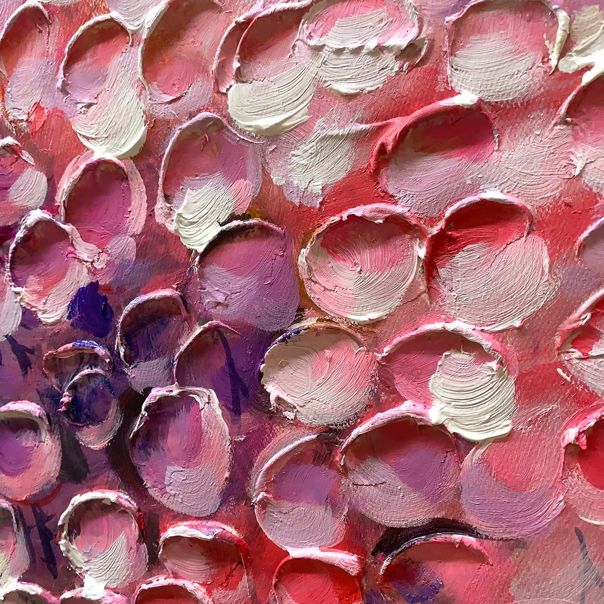 CASCADE OF COLOR: Textured Impasto Floral Oil Painting