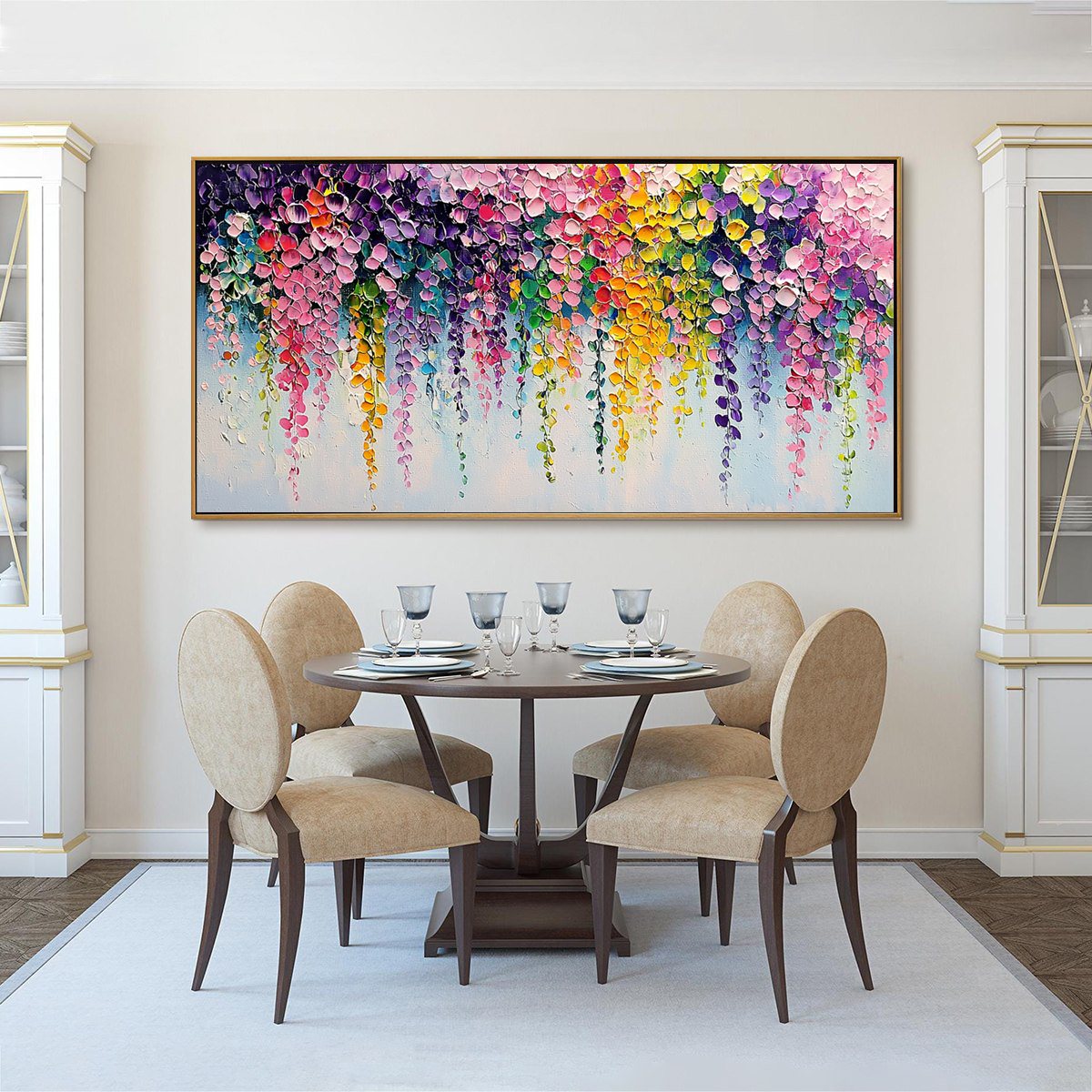 CASCADE OF COLOR: Textured Impasto Floral Oil Painting