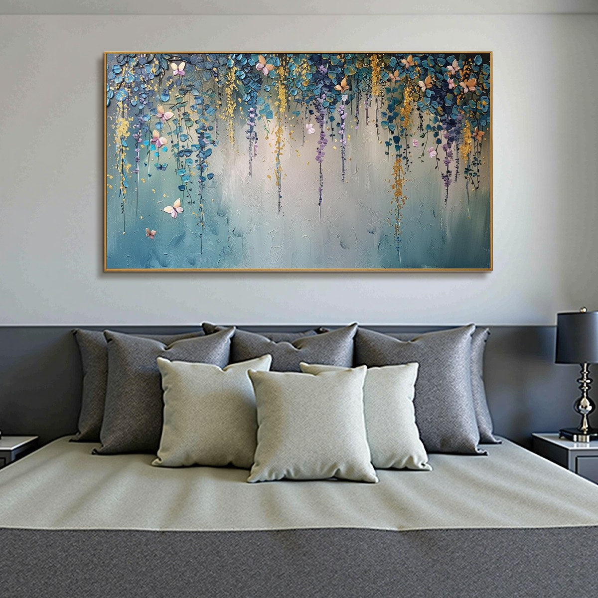 CASCADE: Panoramic Floral and Butterfly Oil Painting