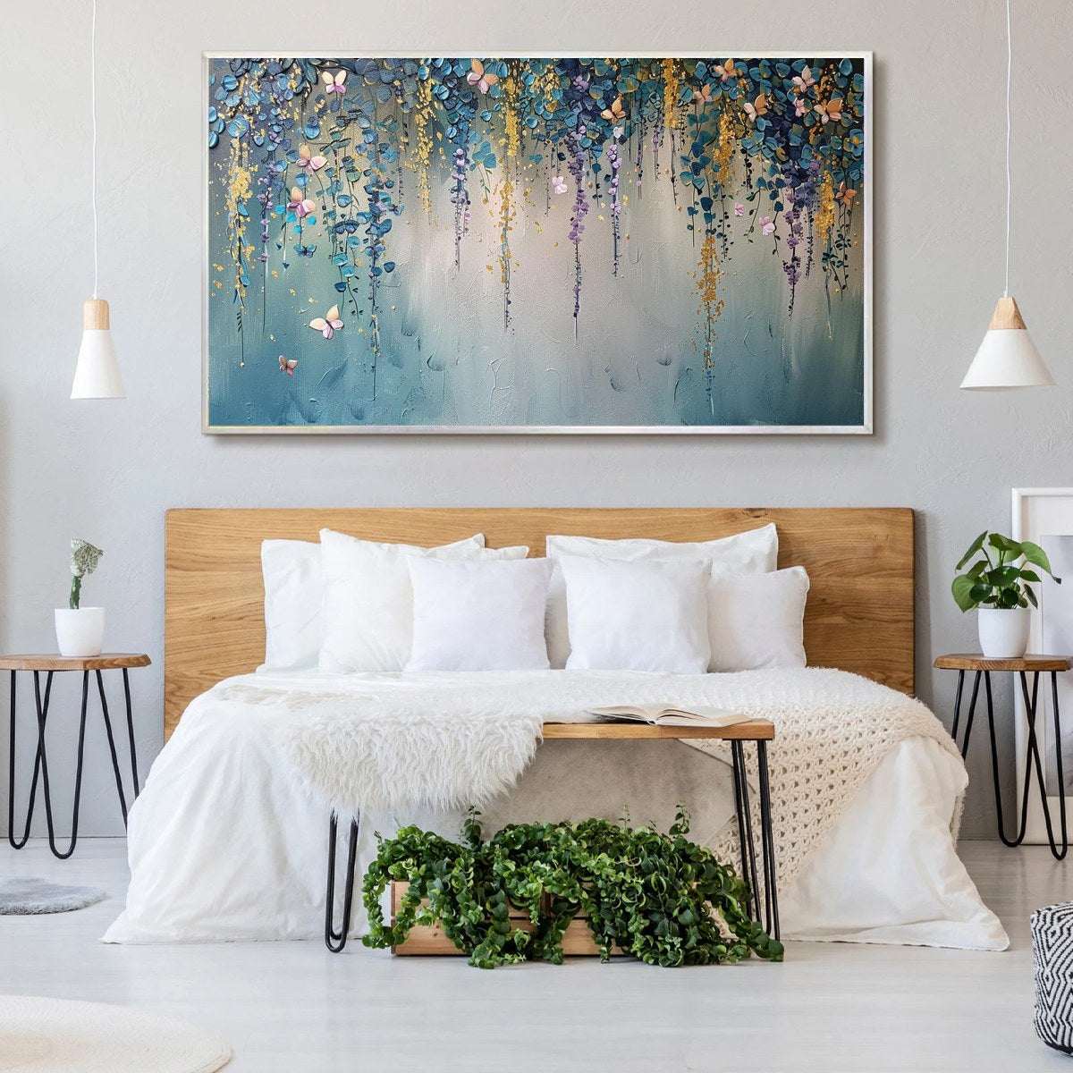 CASCADE: Panoramic Floral and Butterfly Oil Painting