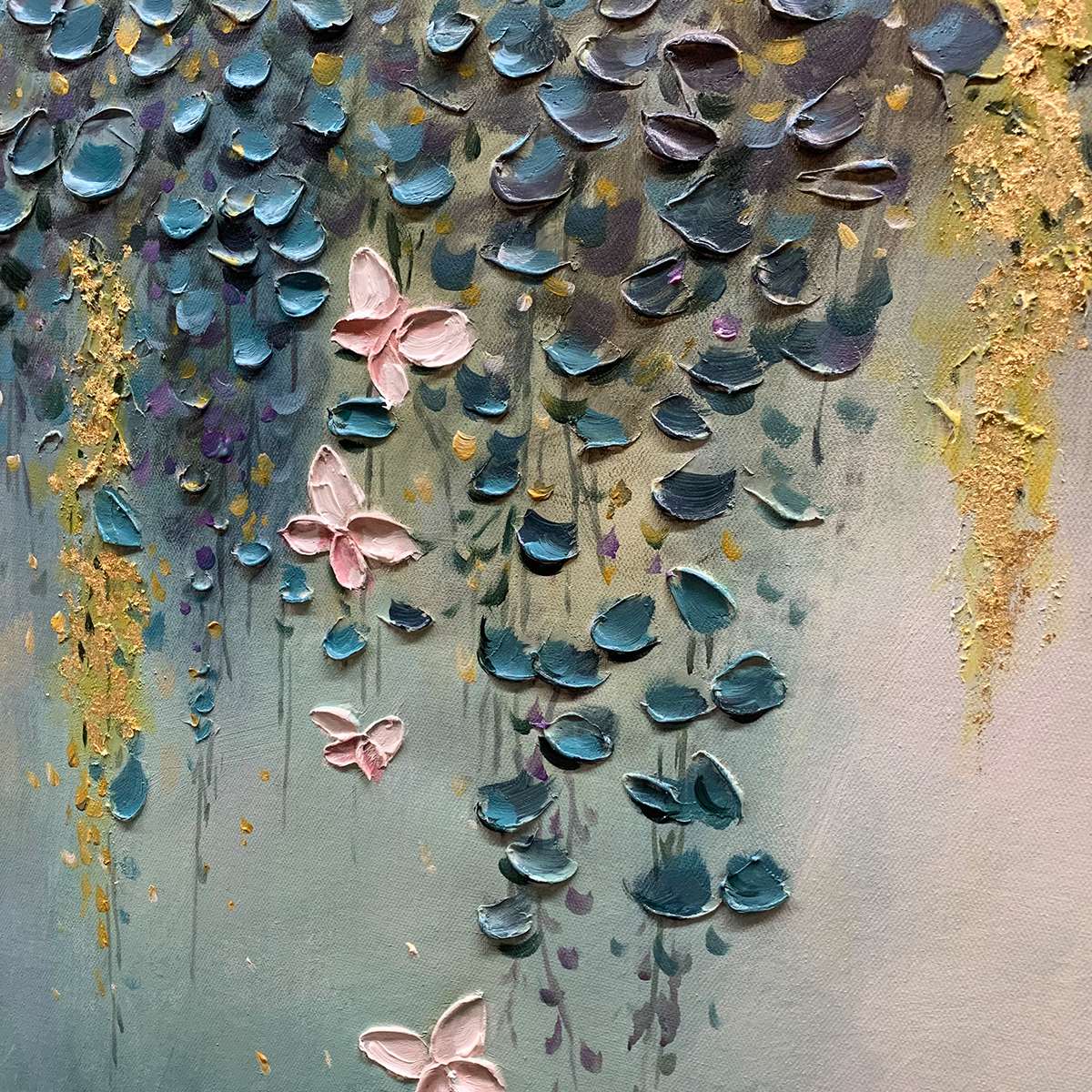 CASCADE: Panoramic Floral and Butterfly Oil Painting