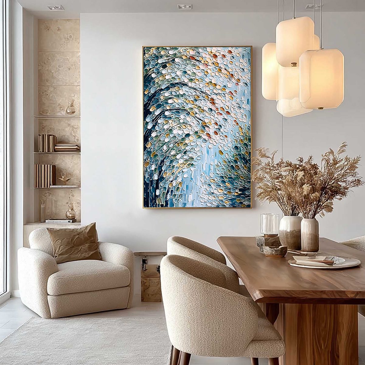 CASCADING PETALS: Heavy Texture Abstract Tree Impasto Painting