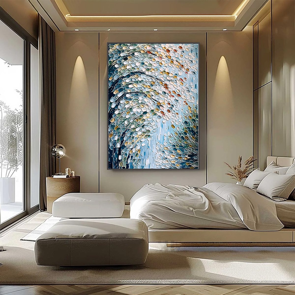 CASCADING PETALS: Heavy Texture Abstract Tree Impasto Painting